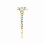 Load image into Gallery viewer, Lab-Grown Round Diamond Side Stone Halo Engagement Ring
