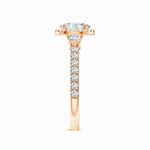Load image into Gallery viewer, Lab-Grown Round Diamond Side Stone Halo Engagement Ring

