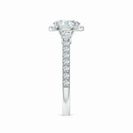 Load image into Gallery viewer, Lab-Grown Round Diamond Side Stone Halo Engagement Ring
