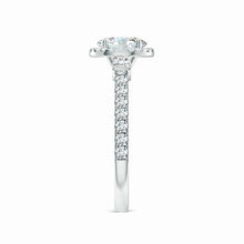 Lab-Grown Round Diamond Side Stone Halo Engagement Ring