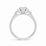 Load image into Gallery viewer, Lab-Grown Round Diamond Side Stone Halo Engagement Ring
