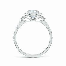 Lab-Grown Round Diamond Side Stone Halo Engagement Ring
