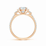 Load image into Gallery viewer, Lab-Grown Round Diamond Side Stone Halo Engagement Ring
