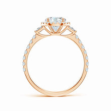 Lab-Grown Round Diamond Side Stone Halo Engagement Ring