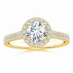 Load image into Gallery viewer, Prong-Set Round Lab-Grown Diamond Halo Twin Row Ring with Accents
