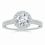 Load image into Gallery viewer, Prong-Set Round Lab-Grown Diamond Halo Twin Row Ring with Accents
