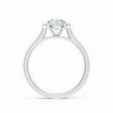 Prong-Set Round Lab-Grown Diamond Halo Twin Row Ring with Accents