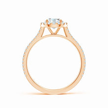 Prong-Set Round Lab-Grown Diamond Halo Twin Row Ring with Accents
