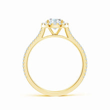 Prong-Set Round Lab-Grown Diamond Halo Twin Row Ring with Accents