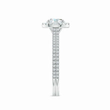 Prong-Set Round Lab-Grown Diamond Halo Twin Row Ring with Accents