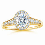 Load image into Gallery viewer, Lab-Grown Oval Diamond Halo Engagement Ring with Milgrain
