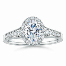 Lab-Grown Oval Diamond Halo Engagement Ring with Milgrain