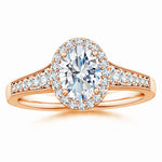 Load image into Gallery viewer, Lab-Grown Oval Diamond Halo Engagement Ring with Milgrain
