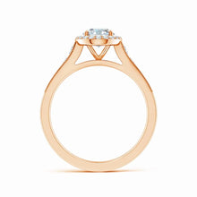 Lab-Grown Oval Diamond Halo Engagement Ring with Milgrain