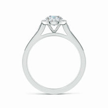 Lab-Grown Oval Diamond Halo Engagement Ring with Milgrain