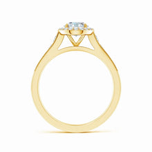 Lab-Grown Oval Diamond Halo Engagement Ring with Milgrain