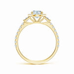 Load image into Gallery viewer, Lab-Grown Oval Diamond Side Stone Halo Engagement Ring
