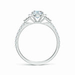 Load image into Gallery viewer, Lab-Grown Oval Diamond Side Stone Halo Engagement Ring
