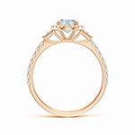 Load image into Gallery viewer, Lab-Grown Oval Diamond Side Stone Halo Engagement Ring

