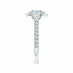 Load image into Gallery viewer, Lab-Grown Oval Diamond Side Stone Halo Engagement Ring
