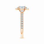 Load image into Gallery viewer, Lab-Grown Oval Diamond Side Stone Halo Engagement Ring
