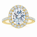 Load image into Gallery viewer, Prong-Set Oval Lab-Grown Diamond Halo Ring with Accents
