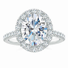 Prong-Set Oval Lab-Grown Diamond Halo Ring with Accents