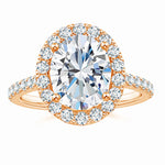 Load image into Gallery viewer, Prong-Set Oval Lab-Grown Diamond Halo Ring with Accents

