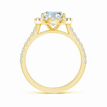 Prong-Set Oval Lab-Grown Diamond Halo Ring with Accents