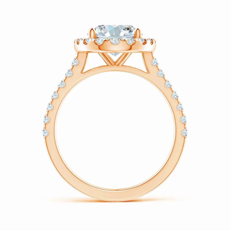 Prong-Set Oval Lab-Grown Diamond Halo Ring with Accents