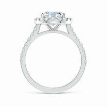 Prong-Set Oval Lab-Grown Diamond Halo Ring with Accents