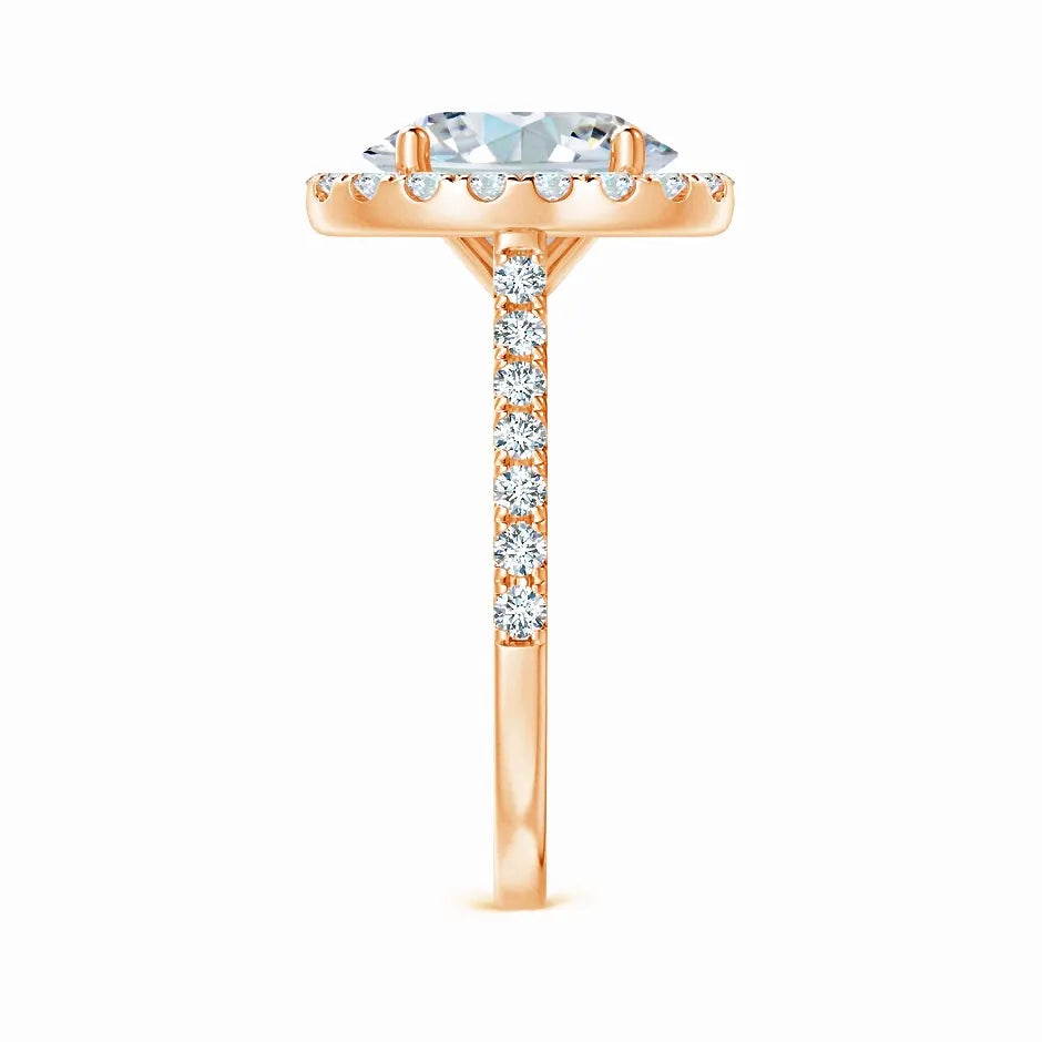 Prong-Set Oval Lab-Grown Diamond Halo Ring with Accents