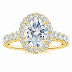Load image into Gallery viewer, Prong-Set Oval Lab-Grown Diamond Halo Engagement Ring
