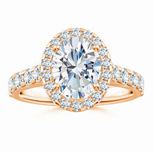 Prong-Set Oval Lab-Grown Diamond Halo Engagement Ring
