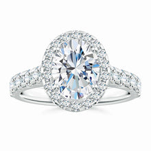 Prong-Set Oval Lab-Grown Diamond Halo Engagement Ring