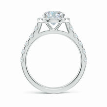 Prong-Set Oval Lab-Grown Diamond Halo Engagement Ring