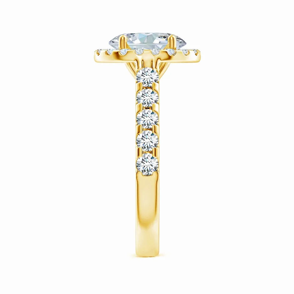 Prong-Set Oval Lab-Grown Diamond Halo Engagement Ring