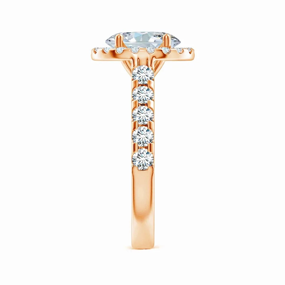 Prong-Set Oval Lab-Grown Diamond Halo Engagement Ring