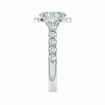 Load image into Gallery viewer, Prong-Set Oval Lab-Grown Diamond Halo Engagement Ring
