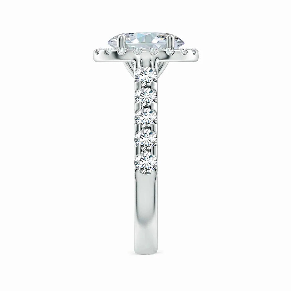 Prong-Set Oval Lab-Grown Diamond Halo Engagement Ring