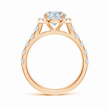 Prong-Set Oval Lab-Grown Diamond Halo Engagement Ring