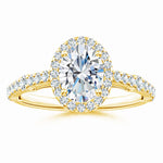 Load image into Gallery viewer, Lab-Grown Oval Diamond Station Halo Engagement Ring
