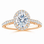 Load image into Gallery viewer, Lab-Grown Oval Diamond Station Halo Engagement Ring
