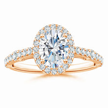 Lab-Grown Oval Diamond Station Halo Engagement Ring