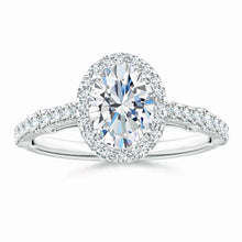 Lab-Grown Oval Diamond Station Halo Engagement Ring