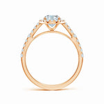 Load image into Gallery viewer, Lab-Grown Oval Diamond Station Halo Engagement Ring
