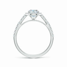 Lab-Grown Oval Diamond Station Halo Engagement Ring