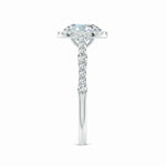 Load image into Gallery viewer, Lab-Grown Oval Diamond Station Halo Engagement Ring
