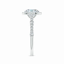 Lab-Grown Oval Diamond Station Halo Engagement Ring