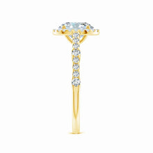 Lab-Grown Oval Diamond Station Halo Engagement Ring